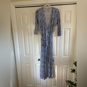 Boden Maxi Wrap Dress Size 10 Blue White Stripes